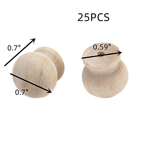 Wooden Mini Pull Knobs, 18×18mm, Pack of 25 - size: 18×18mm