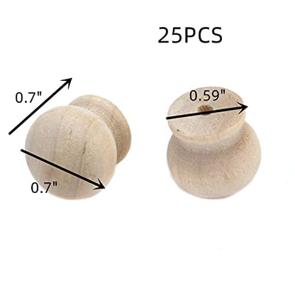 Wooden Mini Pull Knobs, 18×18mm, Pack of 25 - size: 18×18mm