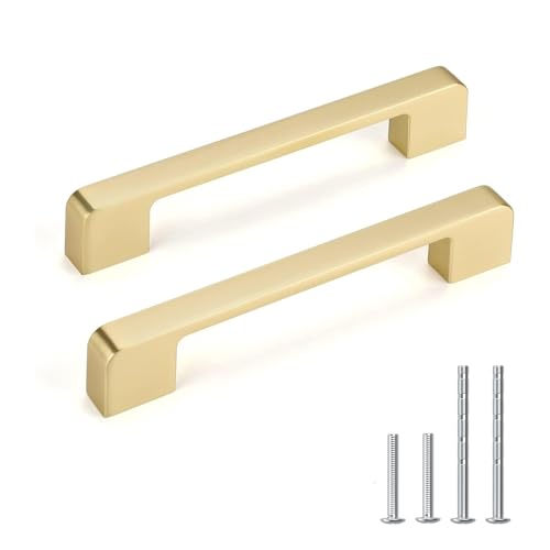 Brushed Gold Cabinet Pulls 5 Inch Gold Cabinet Handles 10 Pack - color: Brushed Gold, size: 5 Inch (128 mm) Hole Centers