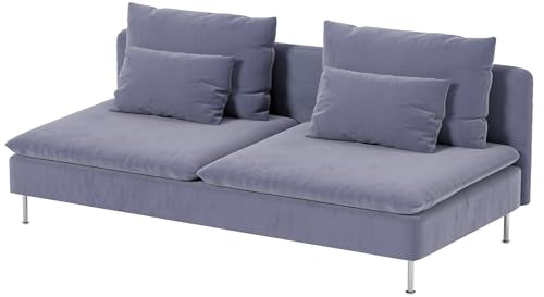 Heavy Velvet SODERHAMN Sofa Cover Compatible with IKEA Section Slipcover - color: Velvet Light Blue, size: Sofa Section