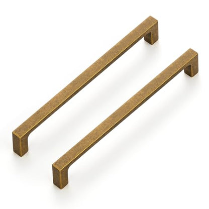 Ravinte Antique Brass Cabinet Handles Solid Square Pulls 6-1/4 Inch 10 Pack - size: 6-1/4 Inch Hole Center