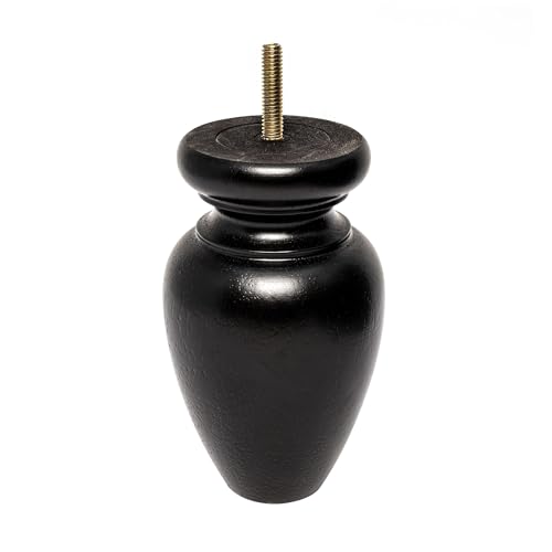 OUTWATER 5-1/2 in. H x 3-1/4 in. Dia Stained Espresso Solid Hardwood Bun Foot Leg for Furniture 4 Pack with 4 Free Insert Nuts and Drill Bit - color: Espresso
