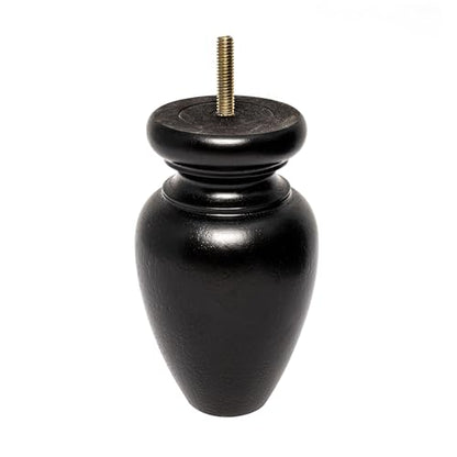 OUTWATER 5-1/2 in. H x 3-1/4 in. Dia Stained Espresso Solid Hardwood Bun Foot Leg for Furniture 4 Pack with 4 Free Insert Nuts and Drill Bit - color: Espresso