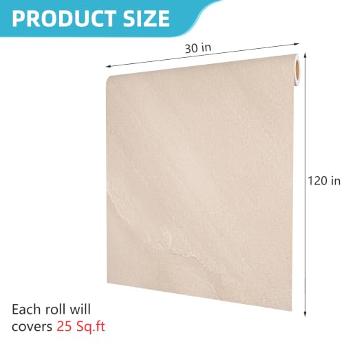 Decotalk 30x120 Inch Matte Beige Marble Contact Paper for Countertops Peel and Stick Countertop Contact Paper Beige Marble Wallpaper Matte Counter Top Vinyl Wrap Waterproof - size: 30" x 120"