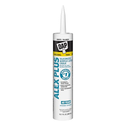 DAP INC 18152 10.1 fl oz White Alex Plus Acrylic Latex Caulk with Silicone - size: 10.1 Oz