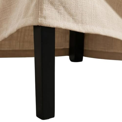 Arm Dining Chair Fabric Long Skirt Slipcovered High Back Upholstered Dinner - color: Beige, size: 1 PC
