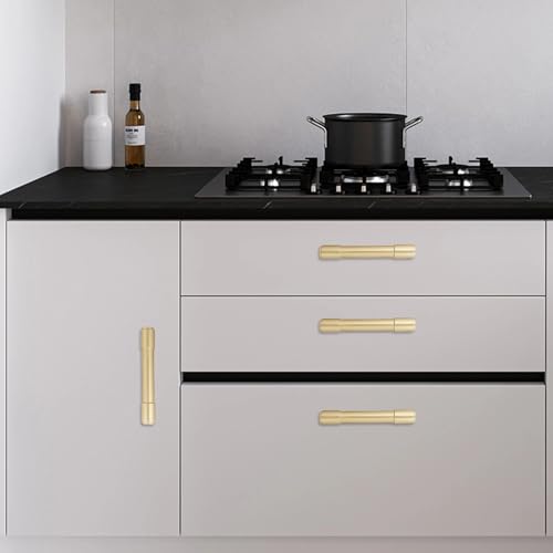 10 Pack 3 Inch(76mm) Kitchen Cabinet Handles Brushed Gold Cabinet Pulls Alloy Drawer Pulls Solid Cabinet Hardware - color: Brushed Gold, size: 3'' Hole Center(76mm)