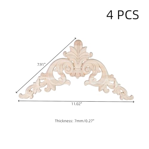 Oedema 4 Pack Decorative Wood Appliques Corner, 11.02"×7.91", Style A