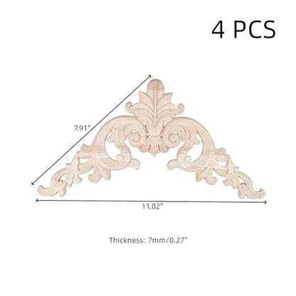 Oedema 4 Pack Decorative Wood Appliques Corner, 11.02"×7.91", Style A