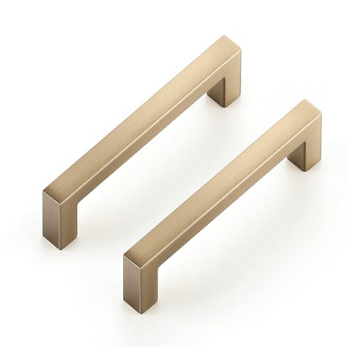 Ravinte Champagne Bronze Cabinet Handles Solid Cabinet Pulls 3 Inch 5 Pack - color: Champagne Bronze, size: Flat Black 3'' Hole Center