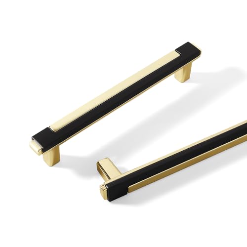 10 Pack Black Gold Cabinet Pulls & Handles, 7.55 in Hole Center - color: Black Gold, size: 8.5in/218mm