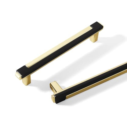 10 Pack Black Gold Cabinet Pulls & Handles, 7.55 in Hole Center - color: Black Gold, size: 8.5in/218mm