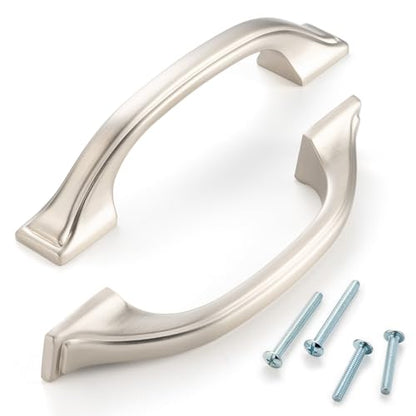 3 in Brushed Nickel Cabinet Pulls Arch Drawer Handles 10 Pack P2409 - color: Brushed Nickel, size: 3" Hole Centers-10 Pcs