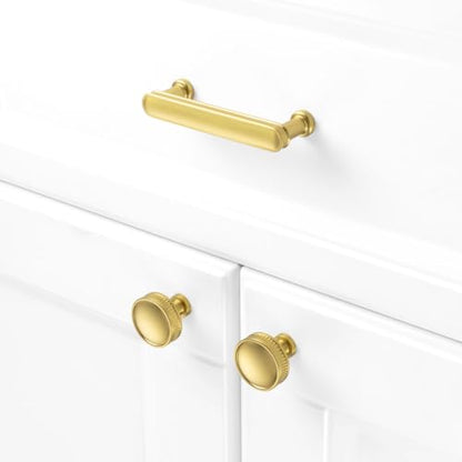 KOOFIZO 10 Pack 3 Inch Brushed Gold Kitchen Cabinet Handles Gold Cabinet Pulls Gold Cabinet Hardware P35 for Cabinets Drawer Dresser Cupboard Bedroom Bathroom - color: Brushed Gold, size: 3" CC