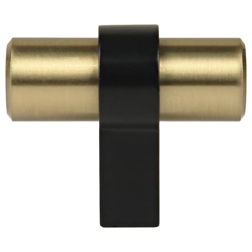 Design House Emery Cabinet Knob, Satin Gold, Matte Black - color: Satin Gold/Matte Black, size: One-Size Knob 5-Pack, style: Emery