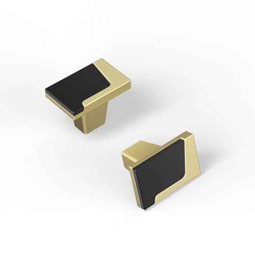 Haliwu 10 Pack Black and Gold Cabinet Knobs, Single Hole Center - color: Black & Gold, size: Single Hole Centers