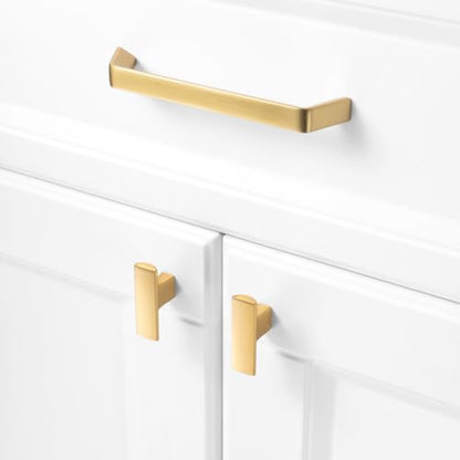 KOOFIZO 10 Pack 5 Inch Brushed Gold Cabinet Pulls Gold Cabinet Handles Hardware for Kitchen Cabinets Drawers P21 Bedroom Dresser Bathroom Vanity Cupboard - color: Brushed Gold, size: 5" CC - 10Pcs