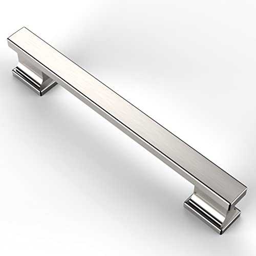 Asidrama 6 Pack 5 inch Brushed Satin Nickel Kitchen Cabinet Handles - color: Brushed Satin Nickel, size: 5" Hole Center, style: 6 Pack