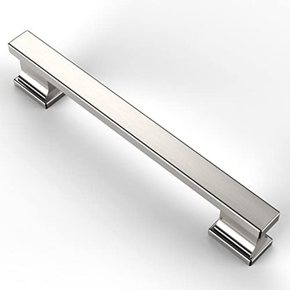 Asidrama 6 Pack 5 inch Brushed Satin Nickel Kitchen Cabinet Handles - color: Brushed Satin Nickel, size: 5" Hole Center, style: 6 Pack