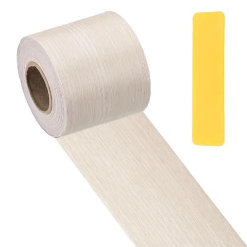 PATIKIL Wood Grain Repair Tape 2" x33', Self Adhesive Realistic Textured Repair Patch Peel and Stick Wood Tape with Scraper for Floor Door Window Furniture Table White Poplar - color: White Poplar, size: 2"x33'