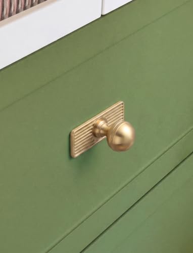 Goo-Ki Cabinet Knobs with Backplate, Champagne Bronze, 6 Pack - color: Champagne Bronze, style: Architectural Flute Style