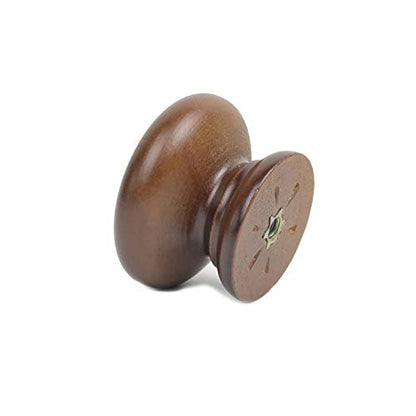 Mysummer 5 Pack Round Wood Drawer Knobs Walnut Finished Kitchen Cabinet Pulls Handles Hardware for Kitchen Cabinets Furniture Dresser Wardrobe Cupboard Drawer Pulls Knobs 33x25mm/1.3x0.98inch(DiaxH) - color: Walnut