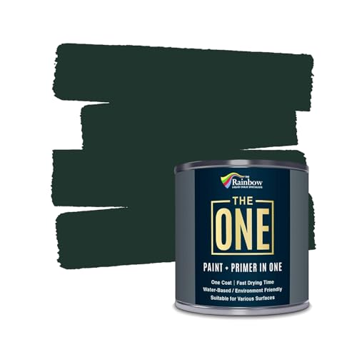 THE ONE All-In-One Paint & Primer - Dark Green Satin, 8.5 Fl Oz/250ml | 1 Coat Formula | Easy Indoor & Outdoor Decorating for Home & Garden Walls, Floors & Furniture | Water-Based & Low VOC - color: Dark Green, size: 8.5 Fl Oz (Pack of 1)