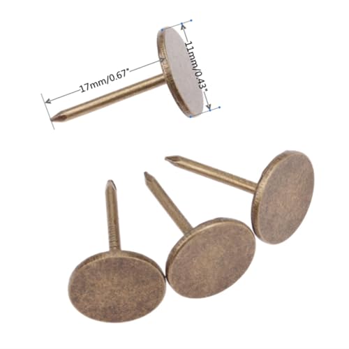 dophee100Pcs 7/16 Inch Bronze Decorative Upholstery Tacks Nails, Flat Head - size: Style 2