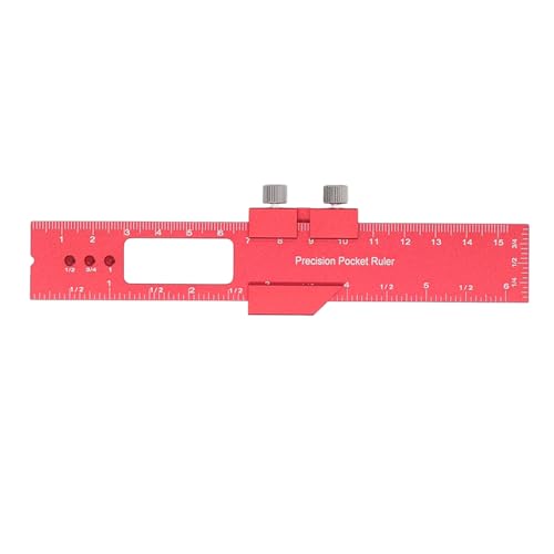 6 Inch Woodworking Sliding Ruler, Adjustable Aluminum Alloy Pocket Ruler, T Type Scribing with Dual Inch & Metric Scales, Ideal for Marking, Locating & Measuring