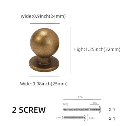 10 Pack Antique Brass Kitchen Cabinet Knobs - color: Antique Brass, size: Standard