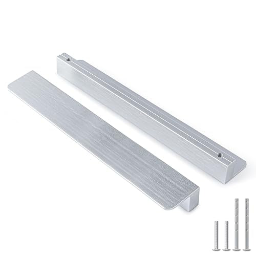 Peaha 10 Pack 10-1/16" Brushed Nickel Cabinet Handles Finger Edge Pulls - color: Brushed Nickel, size: 10-1/16" Hole Center