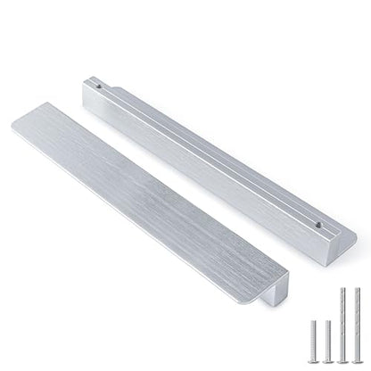 Peaha 10 Pack 10-1/16" Brushed Nickel Cabinet Handles Finger Edge Pulls - color: Brushed Nickel, size: 10-1/16" Hole Center