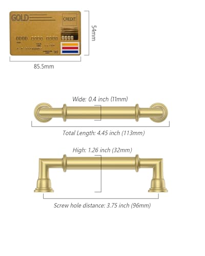 10 Pack 3.75''(96mm) Brushed Gold Cabinet Pulls, Kitchen Cabinet Handles for Bathroom Cupboard Pulls - color: Matte Gold, size: 3.75" Hole Center