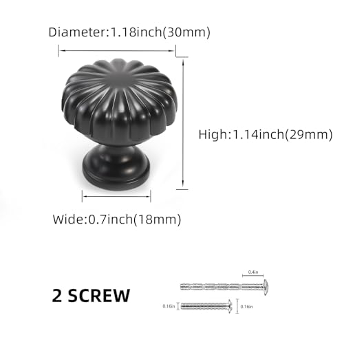 10 Pack Kitchen Cabinet Knobs Matte Black Cabinet Knobs Black Drawer Knobs Solid Kitchen Hardware - color: Matte Black