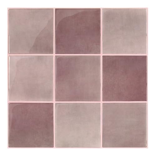 COMSTICKC Thicker 3D Peel and Stick Backsplash Tiles, 10 Pcs 12" x 12" - color: Vintage Red