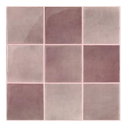 Commomy Thicker Pink Peel and Stick Tiles 10 pcs of 12" x 12" - color: Glossy Dark Pink