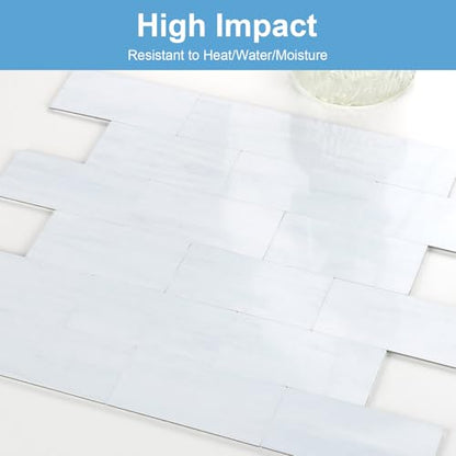 2026 New Upgrade Peel and Stick Backsplash Tile, Peel and Stick 11.34" X 11.57" Wall Tile for Kitchen, Bathroom, Fireplace, Laundry (Polished Marble White Blue, 5 Packs) - color: Polished Marble White Blue
