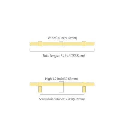 Asidrama 10 Pack 5 inch Brushed Gold Kitchen Cabinet Handles - color: Brushed Gold, size: 5" Hole Center(128mm)