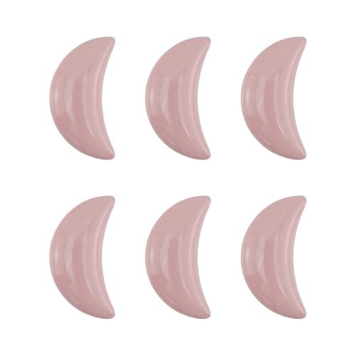 Dnyta 6 Pcs Moon Shaped Ceramic Knobs Glossy Ceramic Pulls Drawer Knobs - style: Pink,Moon Shaped