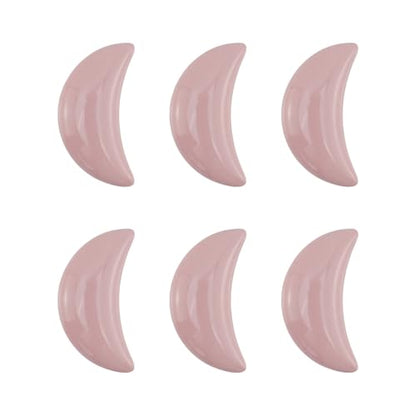 Dnyta 6 Pcs Moon Shaped Ceramic Knobs Glossy Ceramic Pulls Drawer Knobs - style: Pink,Moon Shaped