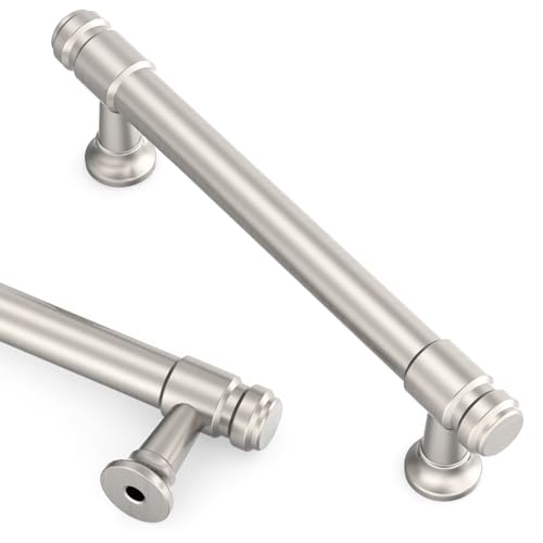 Asidrama 10 Pack 4 Inch Brushed Satin Nickel Kitchen Cabinet Handles - color: Brushed Satin Nickel, size: 4" Hole Center(102mm)