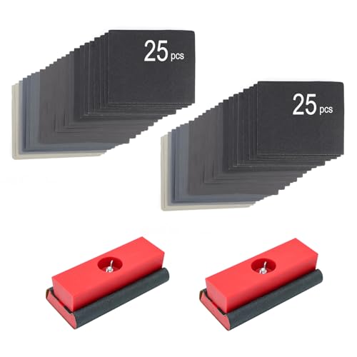 SCOTTCHEN Hand Sanding Blocks Auto Body 2pack, Sandpaper Woodworking Furniture Sander Hand Tool, 50pcs sandpaper, Grit 120 to 3000 - style: Plastic 2 pack