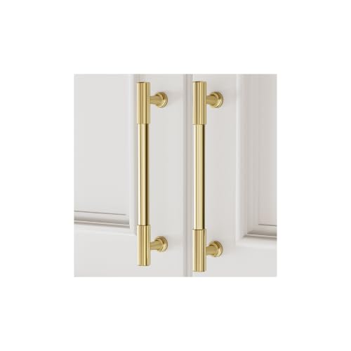 VEHCIL 20 Pack Brushed Gold Cabinet Handles, 5" Kitchen Cabinet Pulls Drawer Dresser Handles Cabinet Hardware for Kitchen Cupboard, Solid Zinc Alloy - color: Brushed Light Gold (20PACK), size: 5 Inch Hole Center