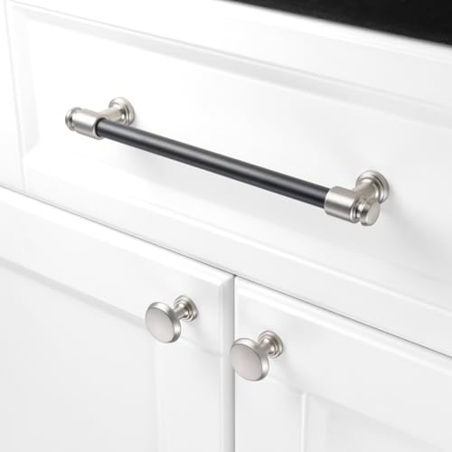 KOOFIZO 10 Pack 7-1/2 in Black & Nickel Cabinet Pull, Drawer Handles P11 - color: Black + Brushed Nickel, size: 7-1/2" CC