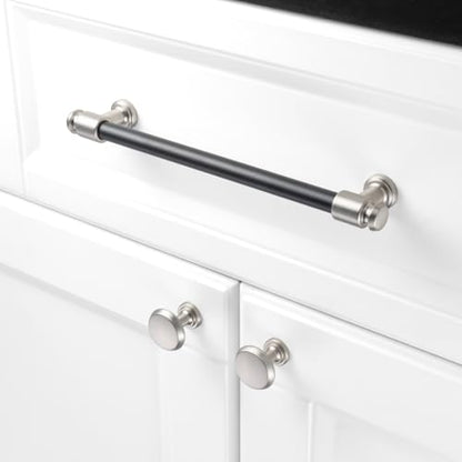 KOOFIZO 10 Pack 7-1/2 in Black & Nickel Cabinet Pull, Drawer Handles P11 - color: Black + Brushed Nickel, size: 7-1/2" CC