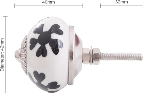 Set of 10 Ceramic Cabinet Colorful Knobs for Kitchen, Cabinet, Drawer, Wardrobe (Black & White3) - color: Black & White3