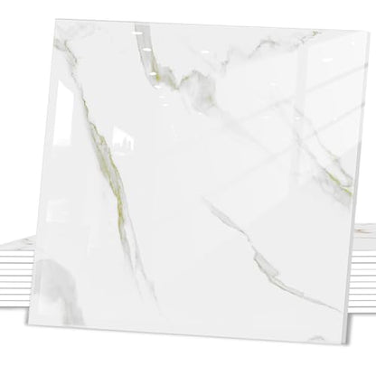 Peel and Stick Backsplash Tiles, 10pcs 12"x12" White Marble Wall Tiles - color: White, Grey and Gold
