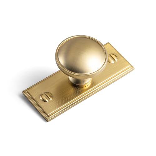 6Pack Champagne Bronze Cabinet Knobs with Backplate Drawer knobs - color: Champagne Bronze, style: Plaquette
