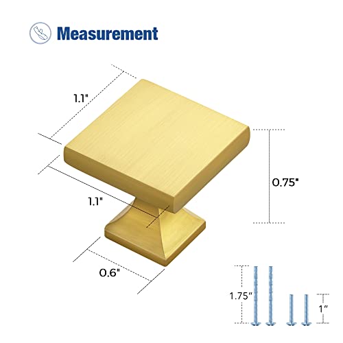 Ravinte Cabinet Knobs Brushed Brass Square Knobs, Drawer Knobs, 10 Pack - color: Brushed Brass