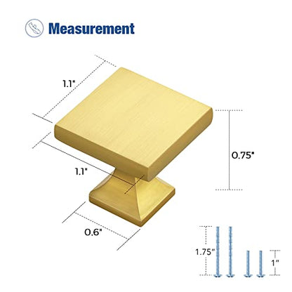 Ravinte Cabinet Knobs Brushed Brass Square Knobs, Drawer Knobs, 10 Pack - color: Brushed Brass